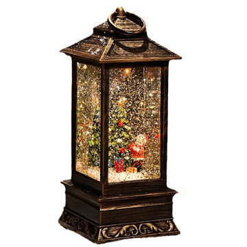 Lanterne boule à neige musicale LED de noël 26x9,5x9,5cm USB lanterne de noel boîte à musique décorations de noël vintage cadeaux